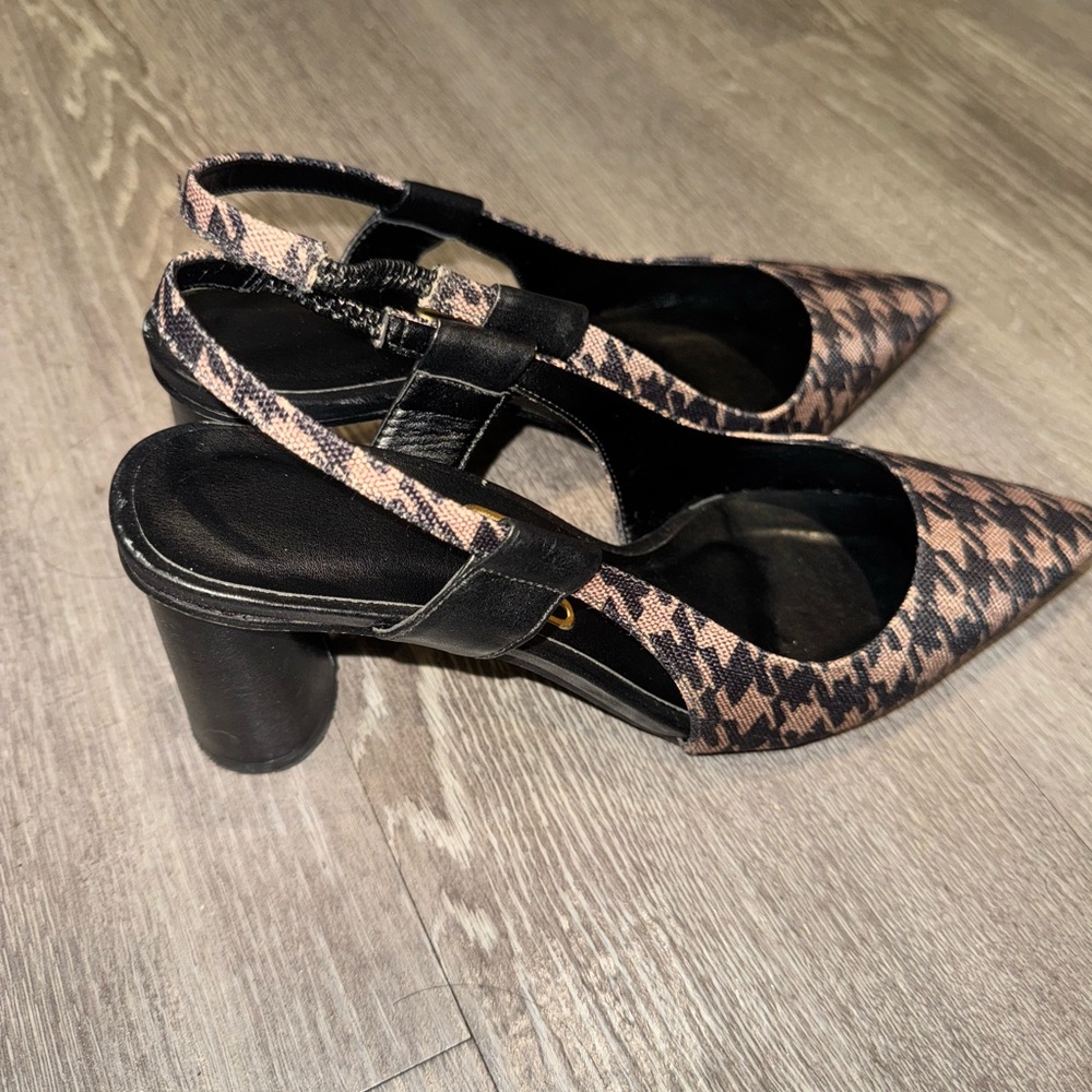 Chic Houndstooth Slingback Heels - image 5